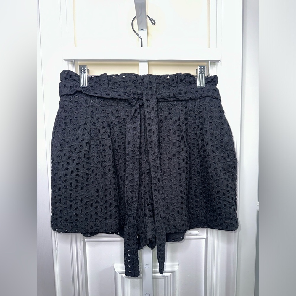 Francesca’s Women’s Blue Rain Black Eyelet Detailed Shorts Size Medium